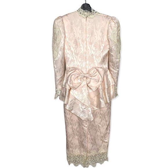 Vintage 90s Jessica McClintock Victorian Brocade Dress Medium - Picture 3 of 14